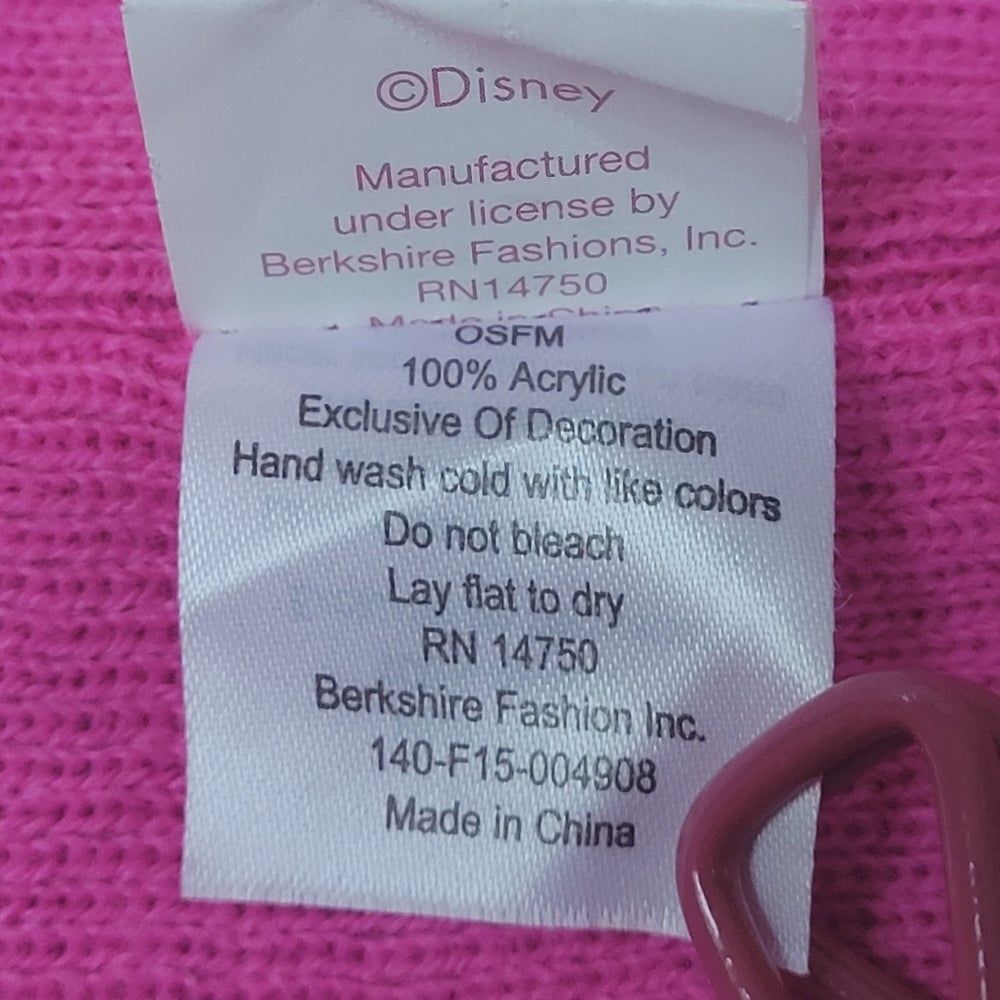 Disney Minnie Mouse Knit Beanie Hat Barbie Pink Grey Stripe Bling on Bow OSFM - Picture 7 of 8